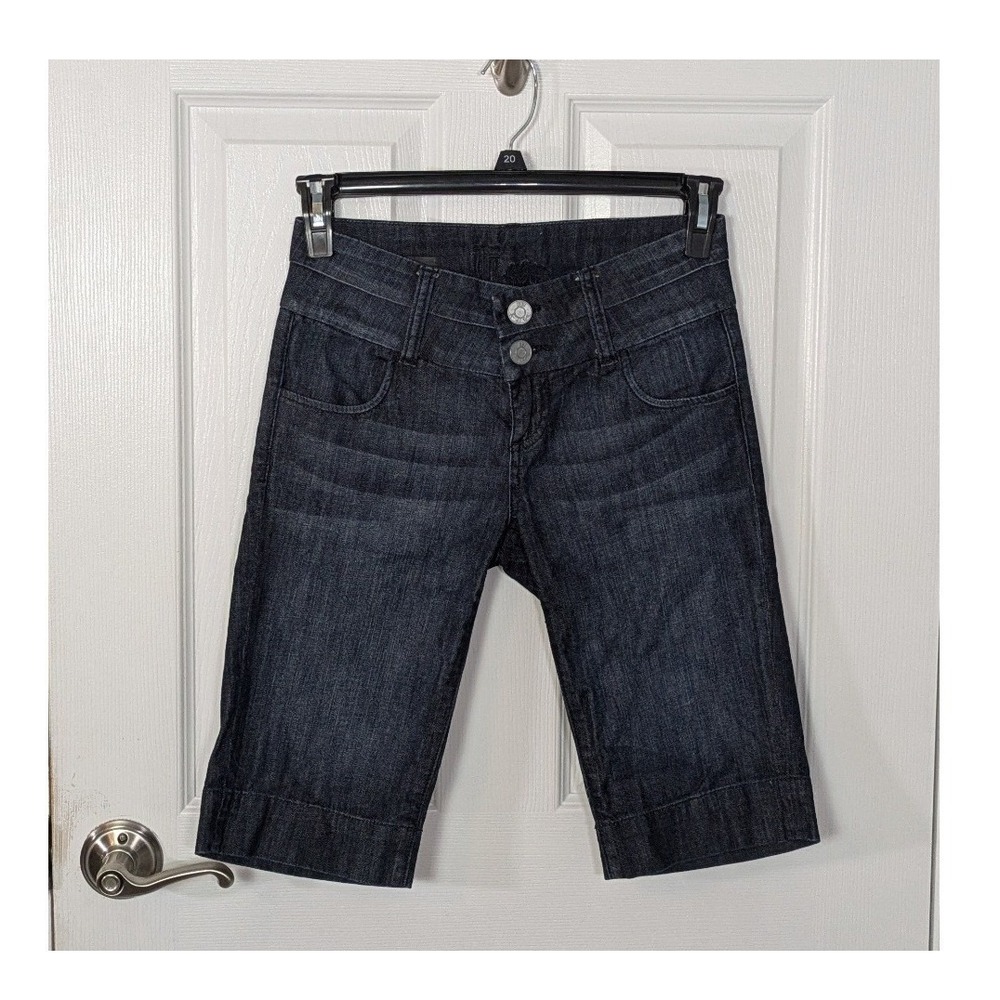 Y2K Kut From The Kloth Madeleine Bermuda Short Dark Wash Denim High Waist Size 0